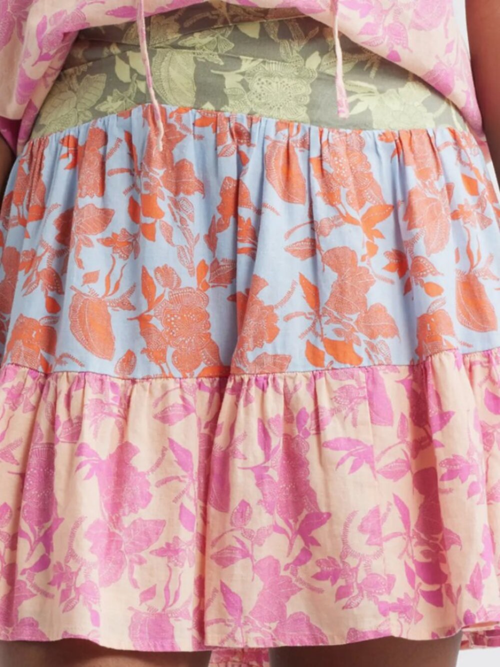 Treasure & Bond Tiered Linen Blend Mini Skirt